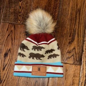 Alaska Wildlife Bear Pom Beanie